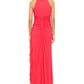 Betsy & Adam Women's Ruched Halter Gown Red Size 10