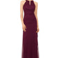 Betsy & Adam Women's Ruched Halter Gown Red Size 14