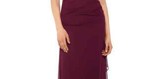 Betsy & Adam Women's Ruched Halter Gown Red Size 14