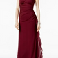 Betsy & Adam Women's Ruched Halter Gown Red Size 16