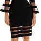 Aqua Women's Bell Sleeve Illusion Dress Black Size 16