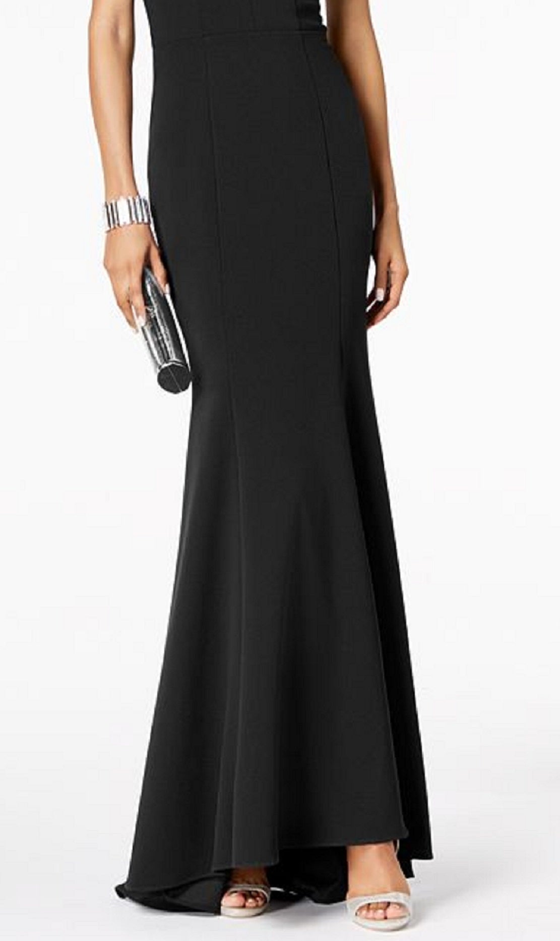 Betsy & Adam Women's One Shoulder Scuba Crepe Gown Black Size 6