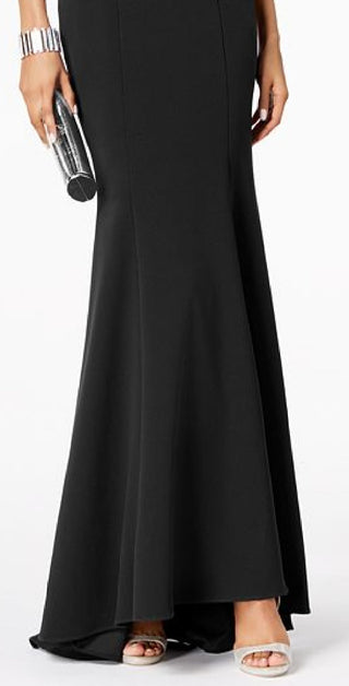 Betsy & Adam Women's One Shoulder a Line Gown Black Size 10