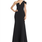 Aqua Women's One Shoulder Ruffled Gown Black Size 12