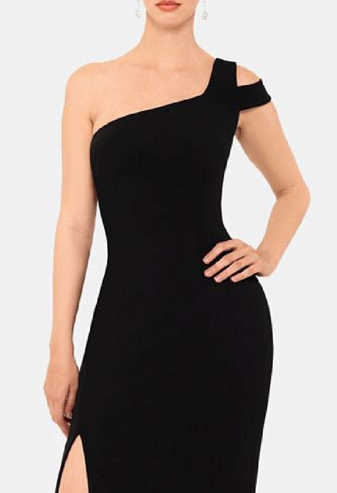 Betsy & Adam Women's Solid Gown One Shoulder Dress Black Size 12