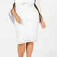 Betsy & Adam Women's Ruched Cape Dress White Size 16W