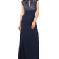 Betsy & Adam Women's Lace Bodice Gown Blue Size 8