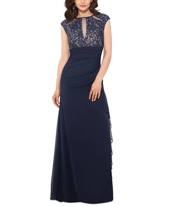 Betsy & Adam Women's Lace Bodice Gown Blue Size 8