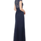 Betsy & Adam Women's Lace Bodice Gown Blue Size 8