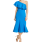 Betsy & Adam Women's Crepe Ruffled Midi Dress Blue Size 4