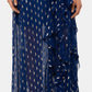 Betsy & Adam Women's Metallic Clip Dot Ruffle Halter Neck Chiffon Gown Blue Size 4