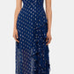 Betsy & Adam Women's Metallic Clip Dot Ruffle Halter Neck Chiffon Gown Blue Size 16