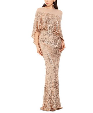 Betsy & Adam Women's Sleeveless Full Length Body Con Formal Beige Dress Size 14