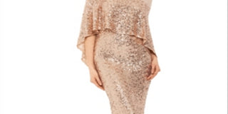 Betsy & Adam Women's Sleeveless Full Length Body Con Formal Beige Dress Size 14