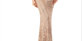 Betsy & Adam Women's Sleeveless Full Length Body Con Formal Beige Dress Size 14