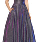 Betsy & Adam Women's Galaxy Glitter Ball Gown Gray Size 14