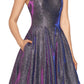Betsy & Adam Women's Galaxy Glitter Ball Gown Gray Size 14