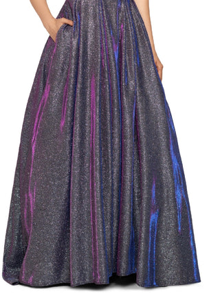Betsy & Adam Women's Galaxy Glitter Ball Gown Gray Size 14