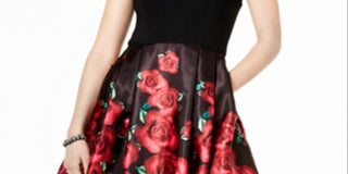 Blondie Nites Junior's Double Strap Fit & Flare Dress -Silver Size 15