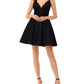 Aqua Women's Spaghetti Strap V Neck Short Cocktail Fit Flare Dress Black Size 6