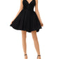 Aqua Women's Spaghetti Strap V Neck Short Cocktail Fit Flare Dress Black Size 6