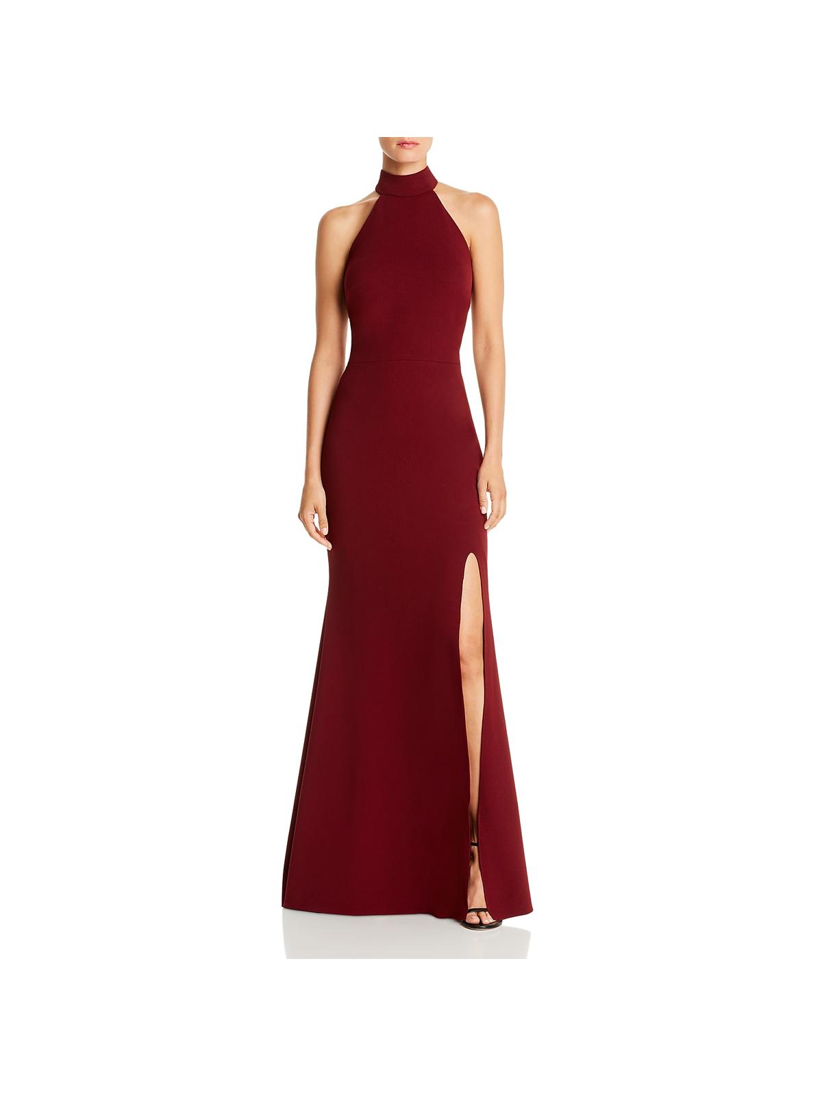Aqua Women's Halter Neck Gown Red Size 10