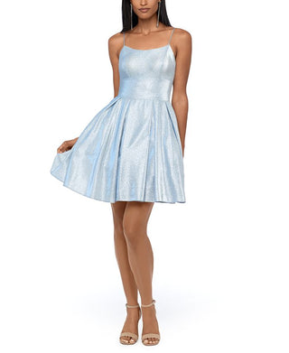 Betsy & Adam Women's Galaxy Glittery Fit & Flare Dress Gray Size 2