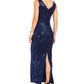 Betsy & Adam Women's Double V Neck Wrap Evening Dress Blue Size 2 Petite