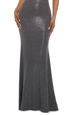 Betsy & Adam Women's Short Sleeve Full Length Sheath Dress Gray Size 12 Petite