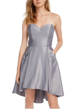 Blondie Nites Women's Sleeveless Short Fit Flare Formal Dress Gray Size 3