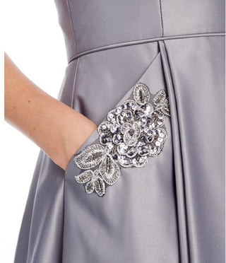 Blondie Nites Women's Sleeveless Short Fit Flare Formal Dress Gray Size 3