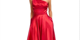 Blondie Nites Junior's One Shoulder Strappy Satin Gown Red Size 1