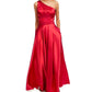 Blondie Nites Junior's One Shoulder Strappy Satin Gown Red Size 7