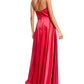 Blondie Nites Junior's One Shoulder Strappy Satin Gown Red Size 7