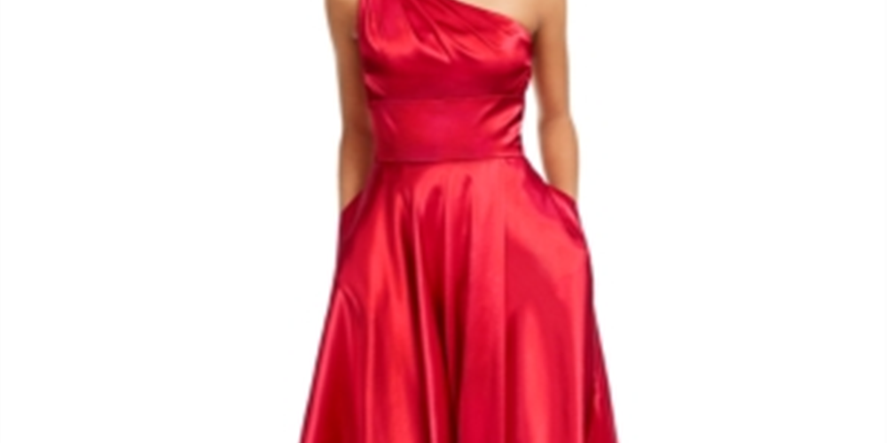 Blondie Nites Junior's One Shoulder Strappy Satin Gown Red Size 7