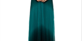 Betsy & Adam Women's Pleated Glitter Skirt Gown Green Size 12