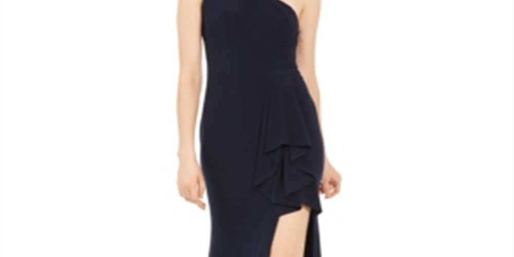 Blondie Nites Junior's One Shoulder Slit Gown Blue Size 7