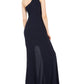 Blondie Nites Women's One Shoulder Slit Evening Dress Blue Size 13