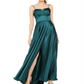 Blondie Nites Junior's Pleated Illusion Satin Gown Green Size 1