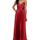 Betsy & Adam Women's Crisscross Pleated Satin A Line Gown Red Size 6