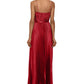 Betsy & Adam Women's Crisscross Pleated Satin A Line Gown Red Size 6
