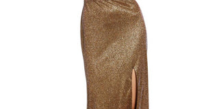 Blondie Nites Women's Front Slit Maxi Evening Dress Yellow Size 0