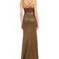 Blondie Nites Women's Front Slit Maxi Evening Dress Yellow Size 9