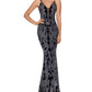 Betsy & Adam Women's Glitter Print Gown Black Size 16
