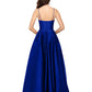 Betsy & Adam Women's Satin Ball Gown Blue Size 12Petite