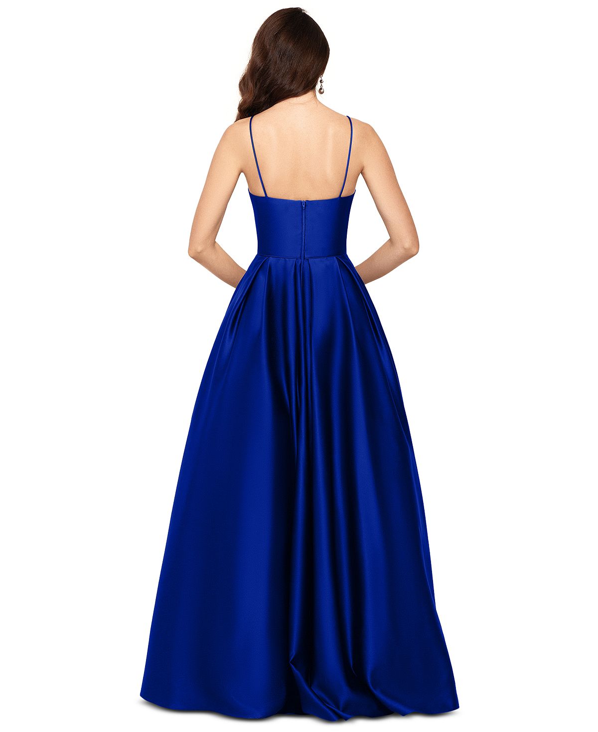 Betsy & Adam Women's Satin Ball Gown Blue Size 12Petite