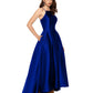 Betsy & Adam Women's Satin Ball Gown Blue Size 12Petite