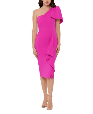 Betsy & Adam Women's One Shoulder Bow Sheath Dress Pink Size 2