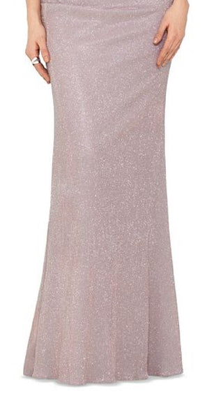 Betsy & Adam Women's Long Glitter Galaxy Cowl Neck Gown Pink Size 4Petite