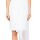 Betsy & Adam Women's Asymmetrical Chiffon Overlay Crepe Dress White Size 6
